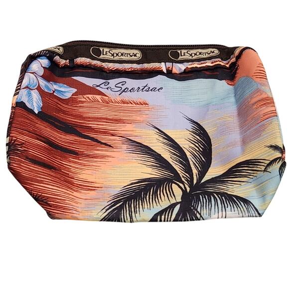 LeSportsac‎ Tropical Hawaiian Palm Tree Ocean Cosmetic Bag Pouch - Picture 1 of 3